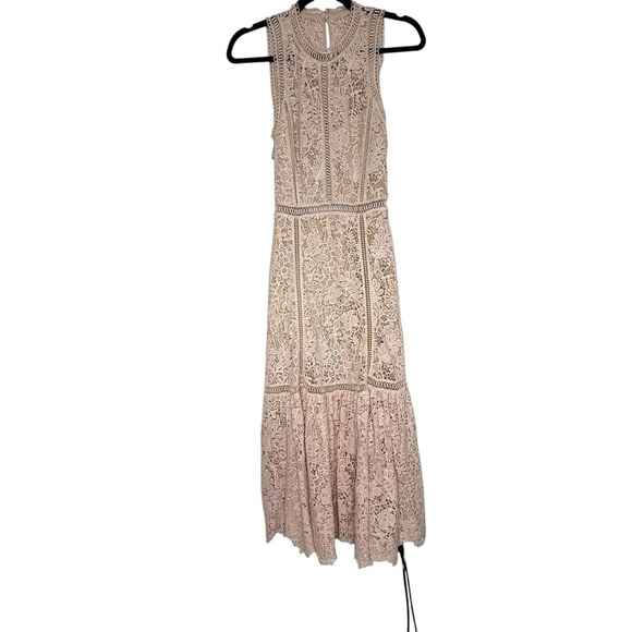 Rebecca Taylor Blush Pink Lace Midi Dress size 2 - Picture 2 of 6